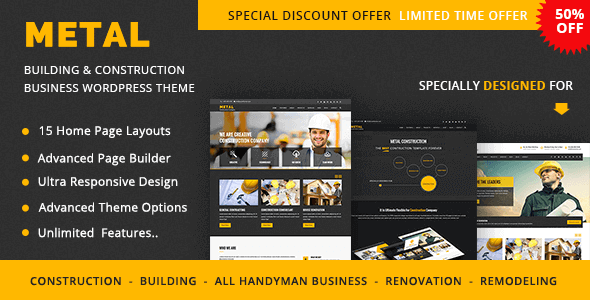 Metal 1.3.2 – Building & Construction Business WordPress Themes