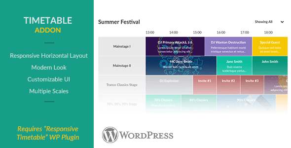 Responsive Timetable – Horizontal Addon 1.0