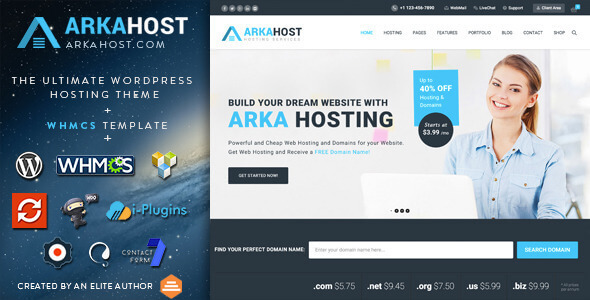 Arka Host 5.4 – WHMCS Hosting, Shop & Corporate Theme