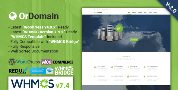 OrDomain 2.3 – Responsive WHMCS Hosting WordPress Theme