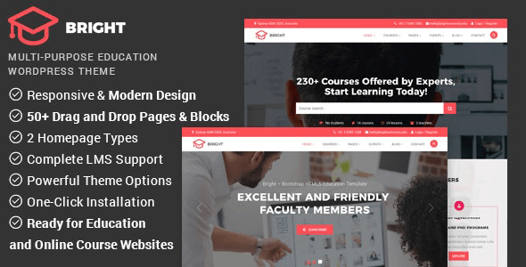 Bright 2.1.7 – Education & Online Course WordPress Theme