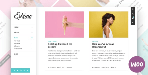 Eskimo 1.8.2 – Minimal Personal WordPress Blog & Shop Theme