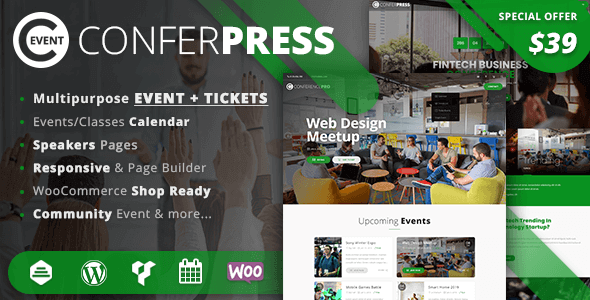 ConferPress 2.7.1 – Multipurpose Event Tickets WordPress Theme