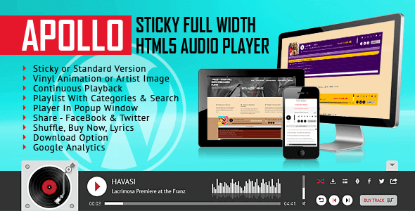 Apollo 3.6.1 – Sticky Full Width HTML5 Audio Player WordPress Plugin