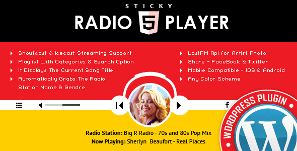 Sticky Radio Player 3.3.1 – Full Width Shoutcast and Icecast HTML5 Player WordPress Plugin