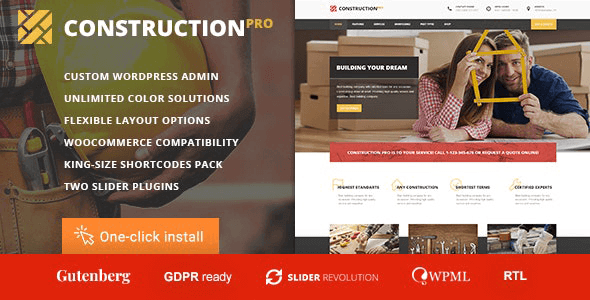 Construction PRO 1.2.4 – Building and Renovation Services Construction WordPress Theme