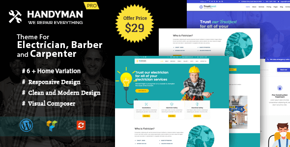 Handyman 1.0.0 – WordPress Theme for Electrician, Barber, Carpenter Services