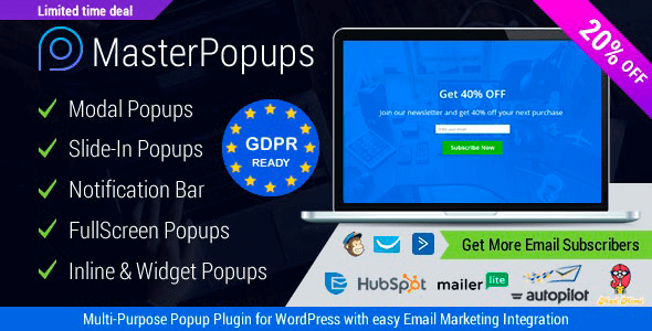 Master Popups 3.8.6 NULLED – Popup Plugin for WordPress & Popup Editor for Email Subscription