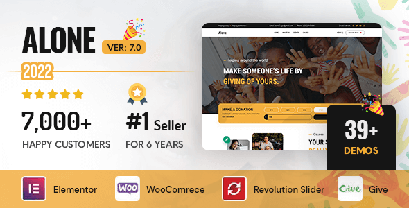 Alone 7.5 NULLED – Charity Multipurpose Non-profit WordPress Theme