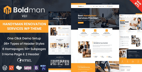 Boldman 5.7 – Handyman Renovation Services WordPress Theme