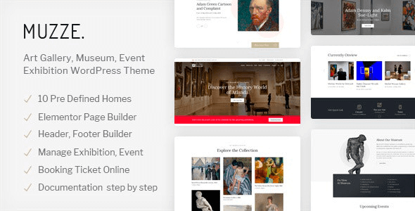 Muzze 1.4.8 – Museum Art Gallery Exhibition WordPress Theme