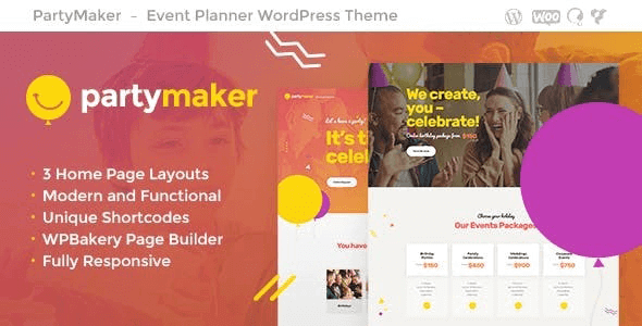 PartyMaker 1.1.7 – Event Planner & Wedding Agency WordPress Theme