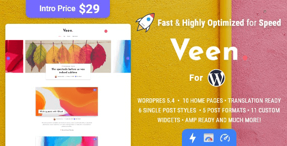 Veen 2.5.0 NULLED – Minimal & Lightweight Blog for WordPress